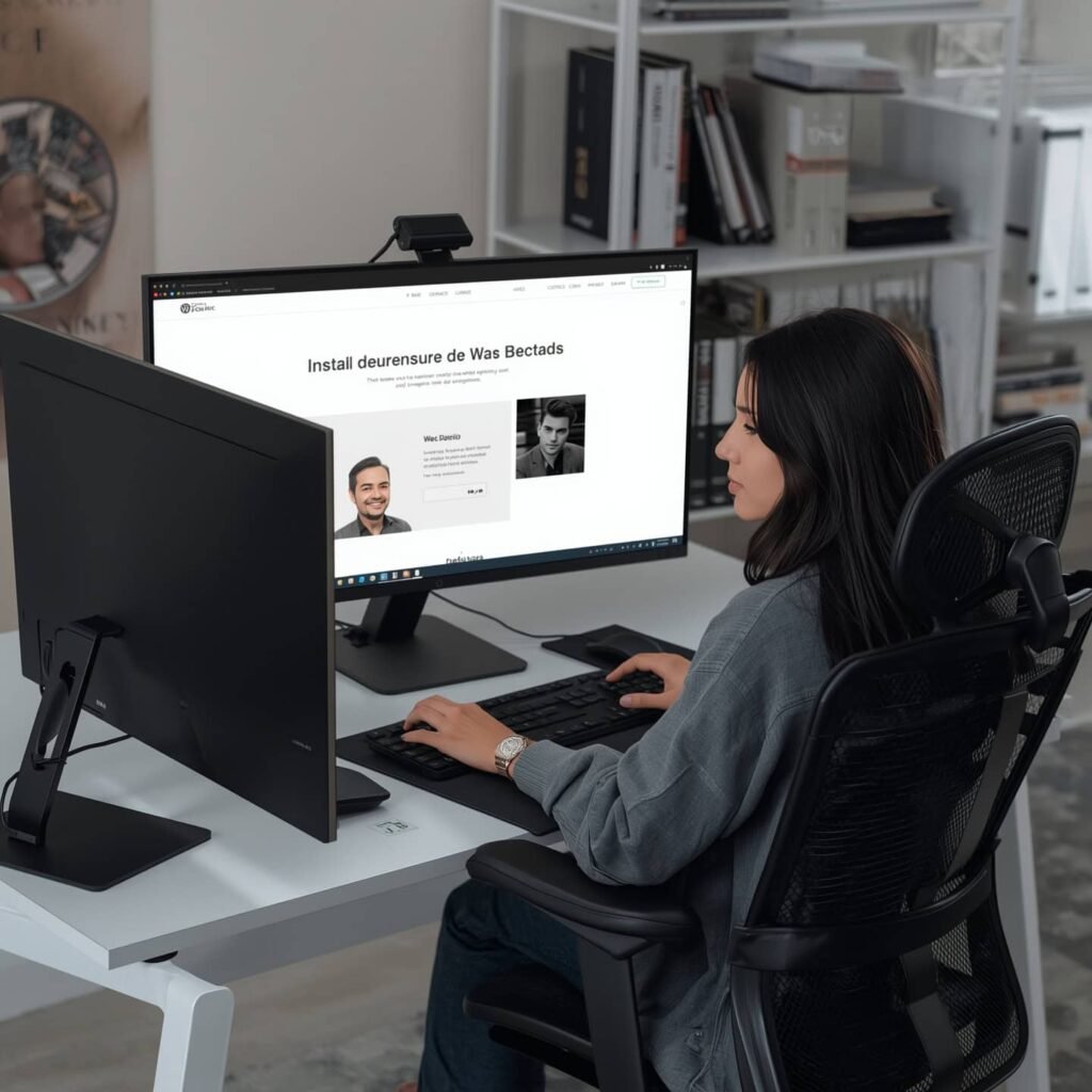 una persona sentada en un computador haciendo paginas web